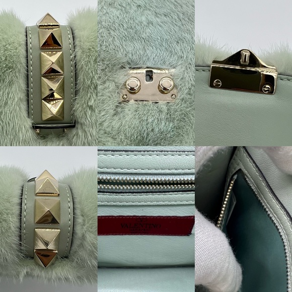 ❌SOLD❌Authentic Valentino Garavani rockstud Mink Fur chain shoulder bag - Picture 15 of 16